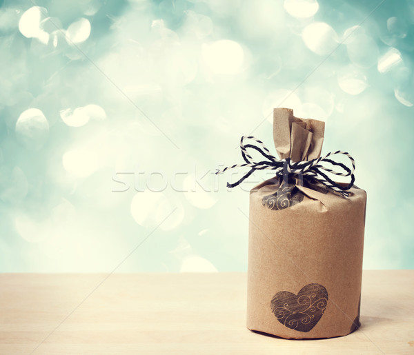 Present wraped in a rustic earthy style Stock photo © Melpomene