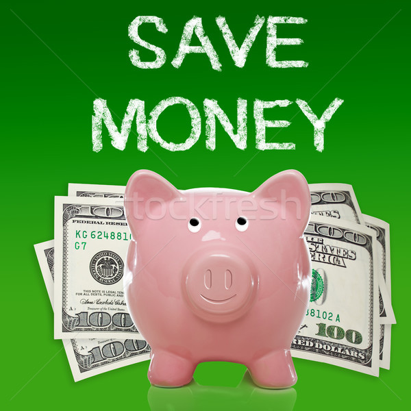 Sparschwein hundert grünen Geld Stock foto © Melpomene