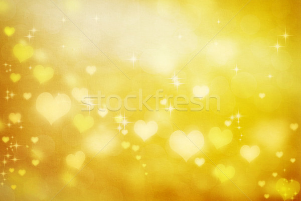 Herzen golden glänzend Stoff Textur abstrakten Stock foto © Melpomene