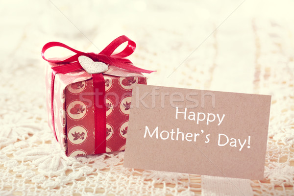 Mothers day message with hand crafted present box Stock photo © Melpomene