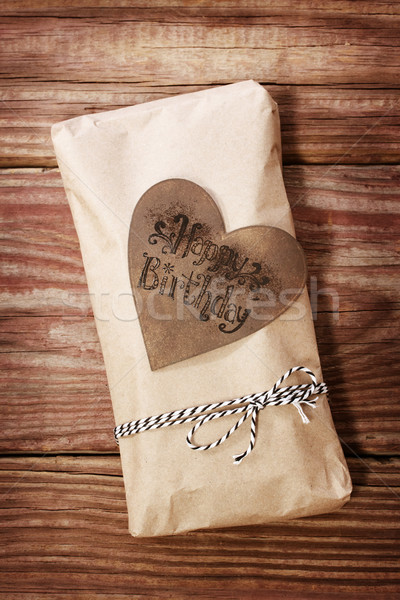 Happy Birthday gift box in a rustic earthy style Stock photo © Melpomene