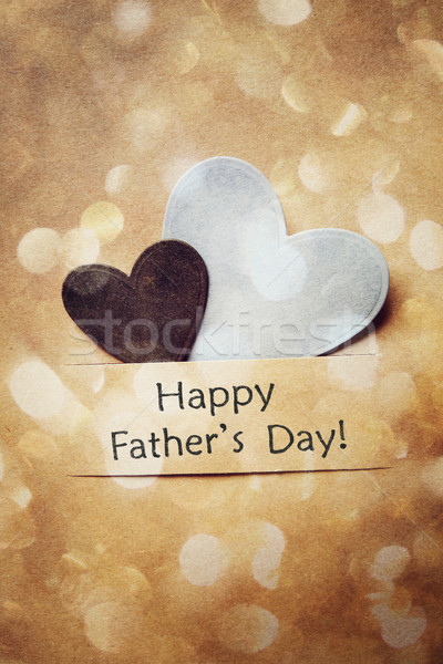 Fathers Day Card with hand-crafted hearts Stock photo © Melpomene