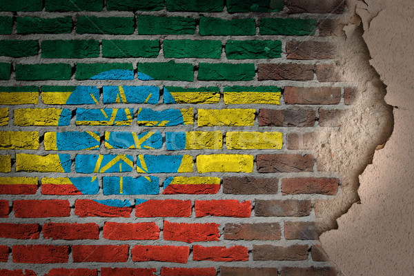 Stockfoto: Donkere · muur · gips · Ethiopië · textuur · vlag