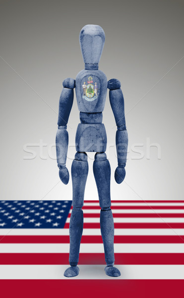 Wood figure mannequin with US state flag bodypaint - Maine Stock photo © michaklootwijk