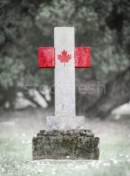 Mezar taşı mezarlık Kanada eski yıpranmış çim Stok fotoğraf © michaklootwijk