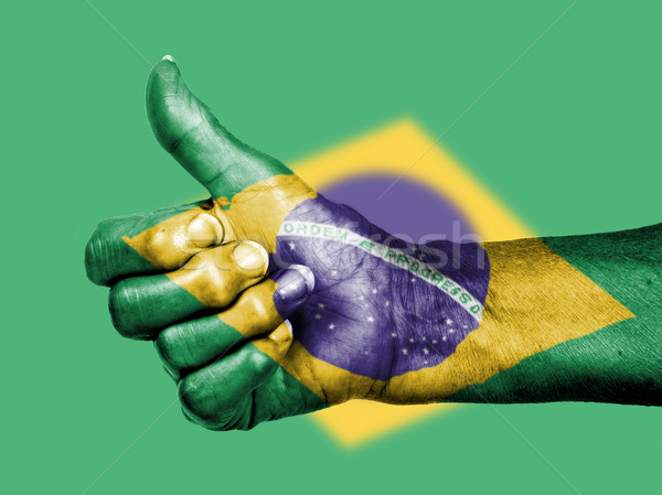 Oude vrouw teken vlag patroon Brazilië Stockfoto © michaklootwijk