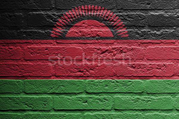 Téglafal festmény zászló Malawi izolált festék Stock fotó © michaklootwijk