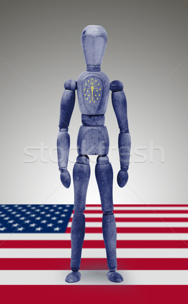 Wood figure mannequin with US state flag bodypaint - Indiana Stock photo © michaklootwijk