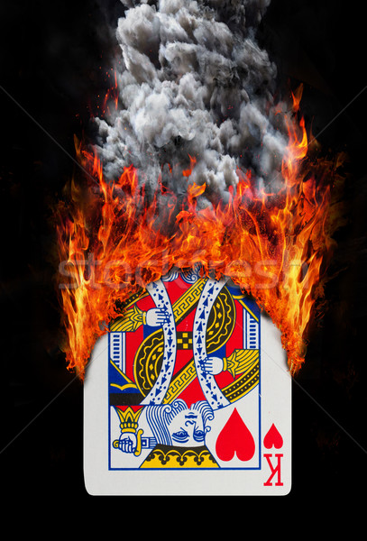 Jouer carte feu fumée isolé blanche [[stock_photo]] © michaklootwijk