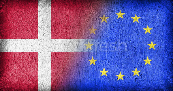 Dánia EU zászlók festett repedt beton Stock fotó © michaklootwijk