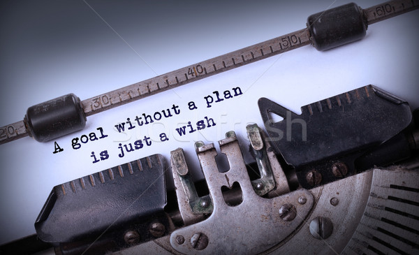 Stockfoto: Vintage · opschrift · oude · schrijfmachine · doel · plan