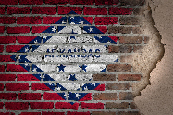 Dunkel Backsteinmauer Gips Arkansas Textur Flagge Stock foto © michaklootwijk