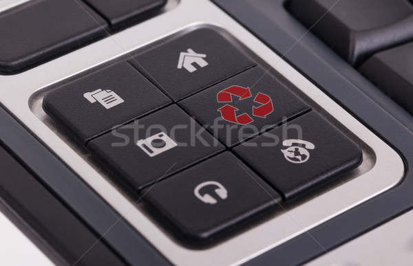 Butoane tastatură reciclaţi focus selectiv mijloc Imagine de stoc © michaklootwijk