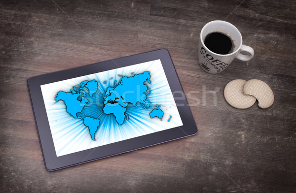 World map on a tablet Stock photo © michaklootwijk