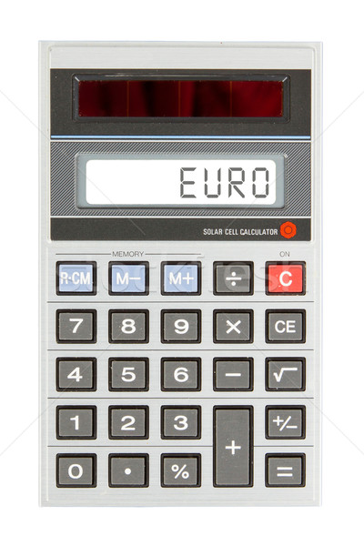 Foto stock: Velho · calculadora · euro · texto · exibir