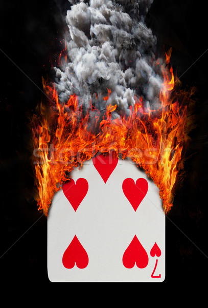 Stock photo: Playing card with fire and smoke