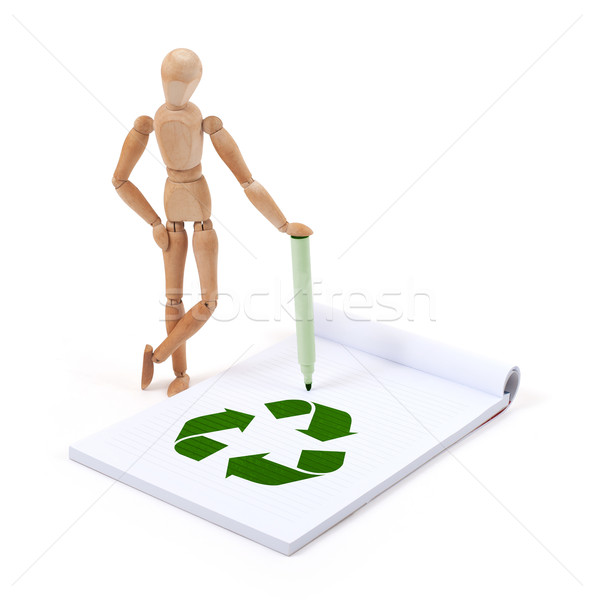 Wooden mannequin writing - Recycle Stock photo © michaklootwijk