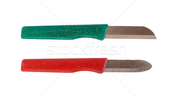 Foto stock: Dois · cozinha · vermelho · verde · novo · usado