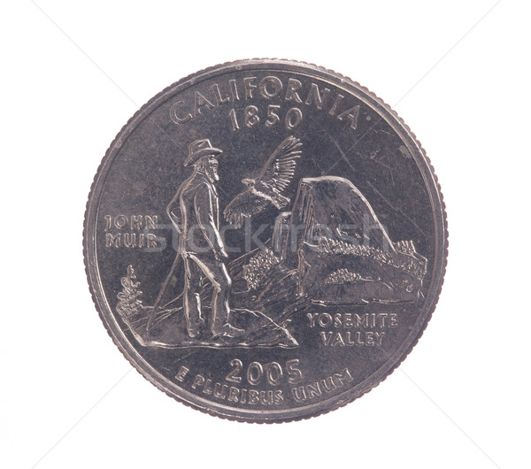 Foto d'archivio: Stati · Uniti · California · trimestre · dollaro · moneta · bianco