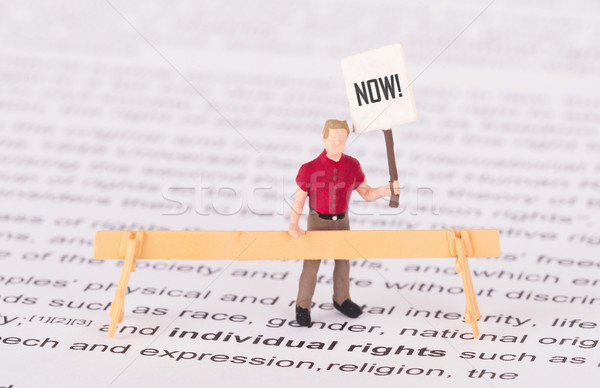Tiny person demonstrating for his rights  Stock photo © michaklootwijk