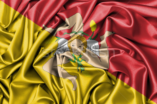 Satin flag - flag of Sicily Stock photo © michaklootwijk