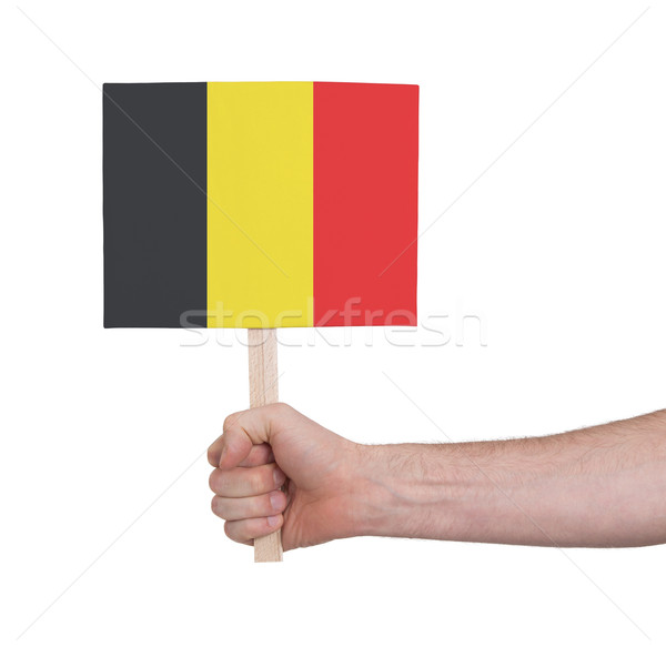 Stockfoto: Hand · klein · kaart · vlag · België