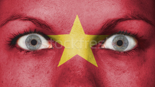 Ogen vlag geschilderd gezicht Vietnam Stockfoto © michaklootwijk