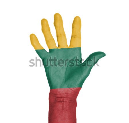 Palm of a woman hand, painted with flag Stock photo © michaklootwijk