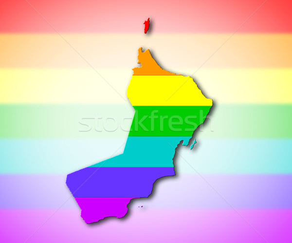 Regenboog vlag patroon Oman kaart homo Stockfoto © michaklootwijk
