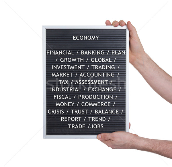 Economia plastica lettere vecchio menu bordo Foto d'archivio © michaklootwijk