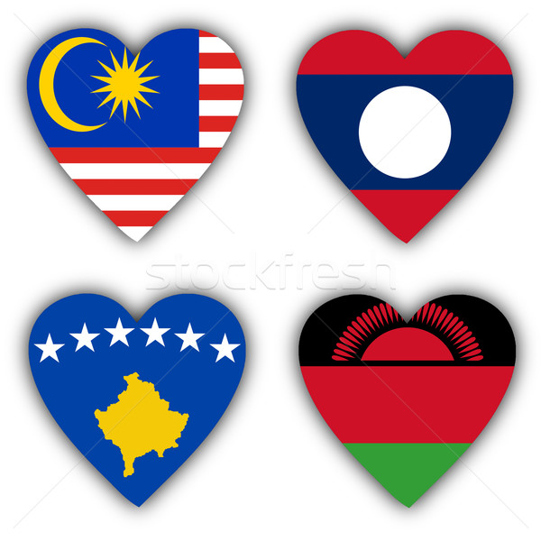 Vlaggen vorm hart verschillend landen liefde Stockfoto © michaklootwijk