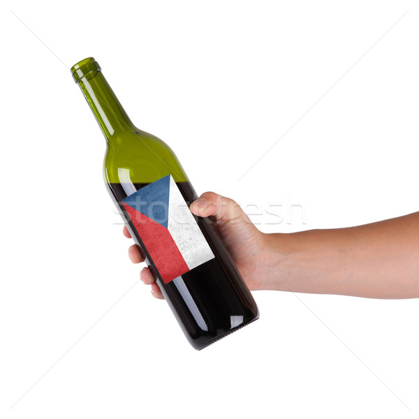 Hand halten Flasche Rotwein Label Chile Stock foto © michaklootwijk