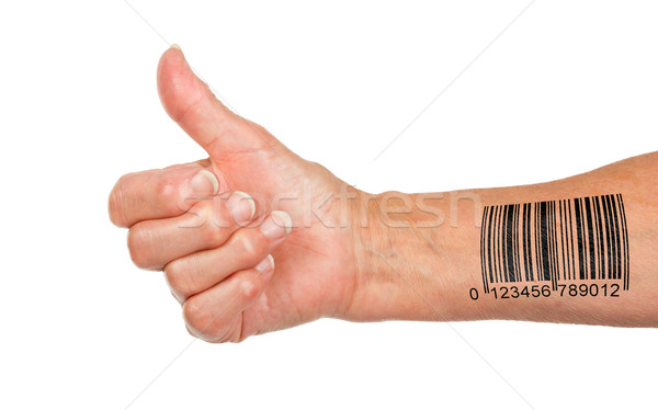 Oude vrouw teken geïsoleerd witte barcode Stockfoto © michaklootwijk
