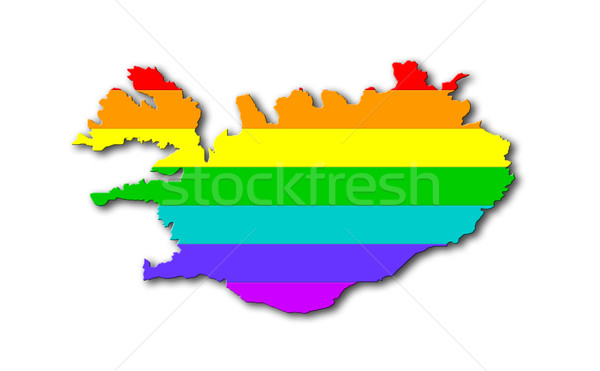 Regenbogen Flagge Muster Island Karte Homosexuell Stock foto © michaklootwijk