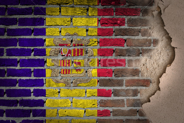 Escuro parede de tijolos gesso Andorra textura bandeira Foto stock © michaklootwijk