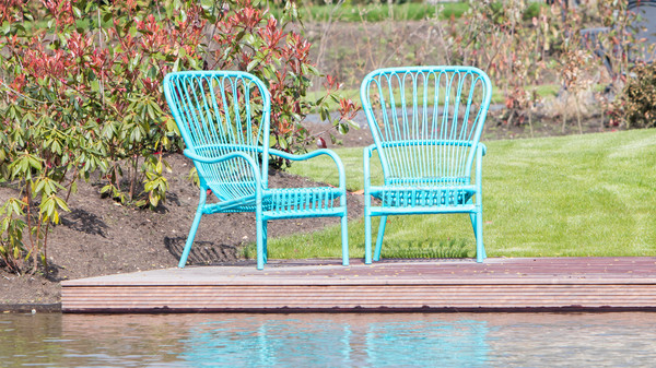 Two blue chairs at the waterfront Stock photo © michaklootwijk