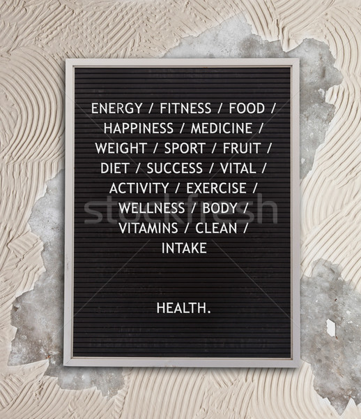 Health concept in plastic letters on very old menu board Stock photo © michaklootwijk