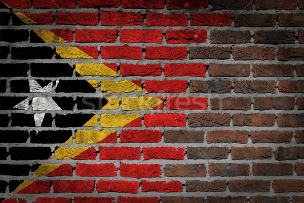 Stock photo: Brick wall texture with flag