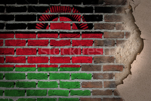 Dunkel Backsteinmauer Gips Malawi Textur Flagge Stock foto © michaklootwijk