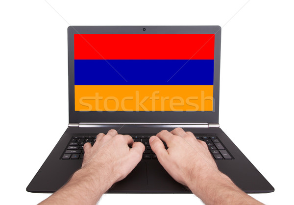 Hands working on laptop, Armenia Stock photo © michaklootwijk