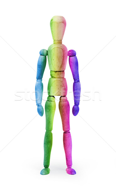 Stock photo: Wood figure mannequin with bodypaint - Multi colored