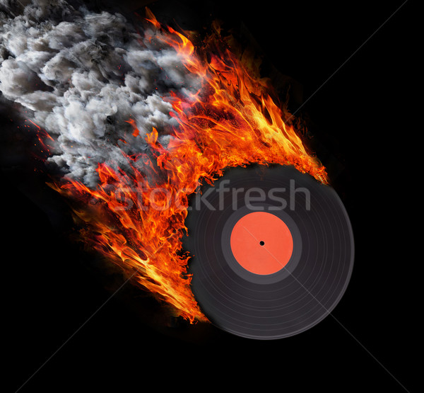 Prędkości szlak ognia dymu winylu rekord Zdjęcia stock © michaklootwijk