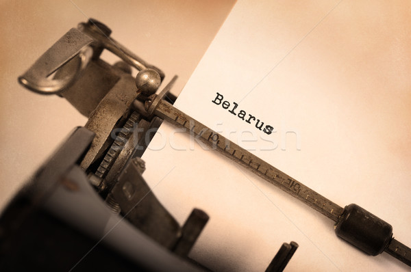 Stockfoto: Oude · schrijfmachine · Wit-Rusland · opschrift · land · technologie