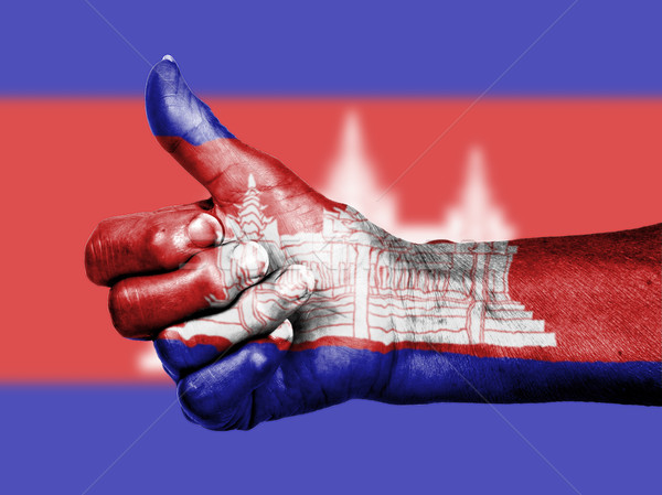Alte Frau Zeichen Flagge Muster Kambodscha Stock foto © michaklootwijk