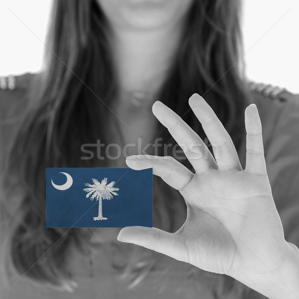 Vrouw tonen visitekaartje zwart wit South Carolina ruimte Stockfoto © michaklootwijk