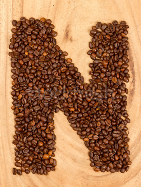 Letter N, alphabet from coffee beans Stock photo © michaklootwijk