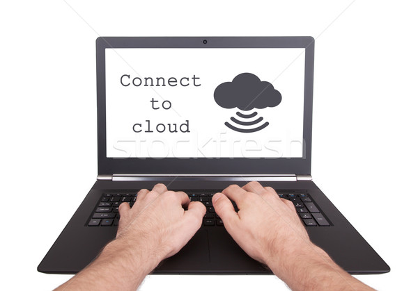 Man working on laptop, cloud computing Stock photo © michaklootwijk
