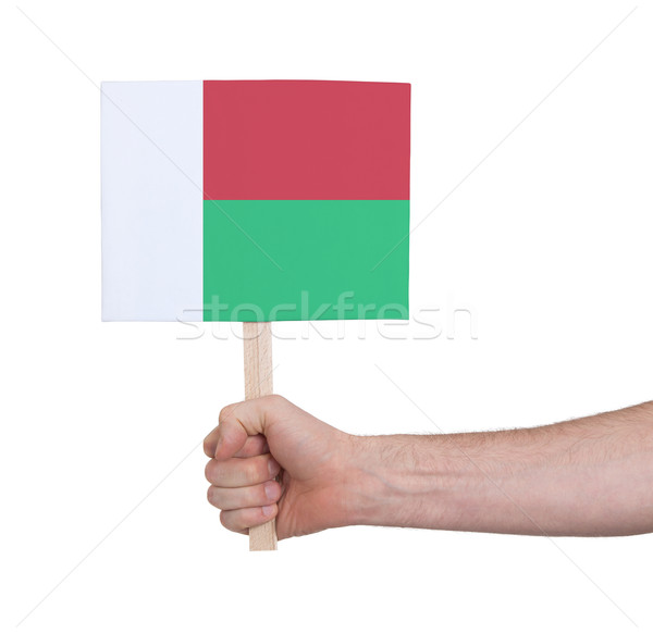 Stock foto: Hand · halten · wenig · Karte · Flagge · Madagaskar