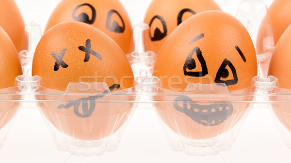 Scared egg looking at it's dead buddy Stock photo © michaklootwijk