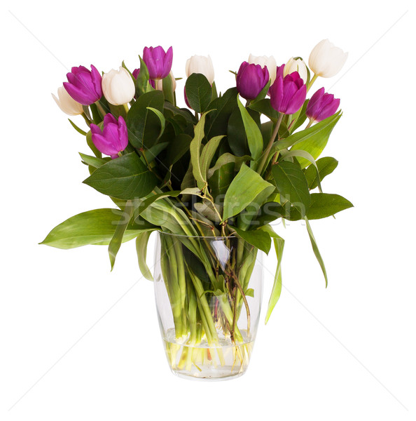 Rommelig boeket tulpen glas vaas bloem Stockfoto © michaklootwijk